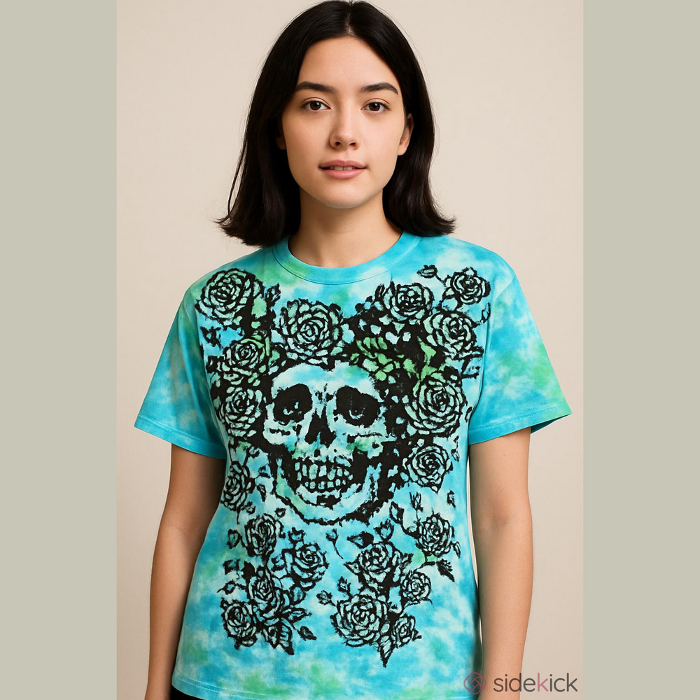 Liquid Blue Tie-Dye AOP Grateful Dead Skull & Roses Big Bertha Tee XL
